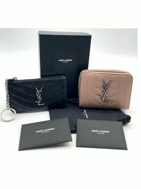 Authentic YSL Saint Laurent Matelasse Wallet & Card Holder Set